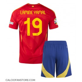 Maglia Calcio Spagna Lamine Yamal #19 Prima Divisa Bambino Europei 2024 Manica Corta (+ pantaloncini)